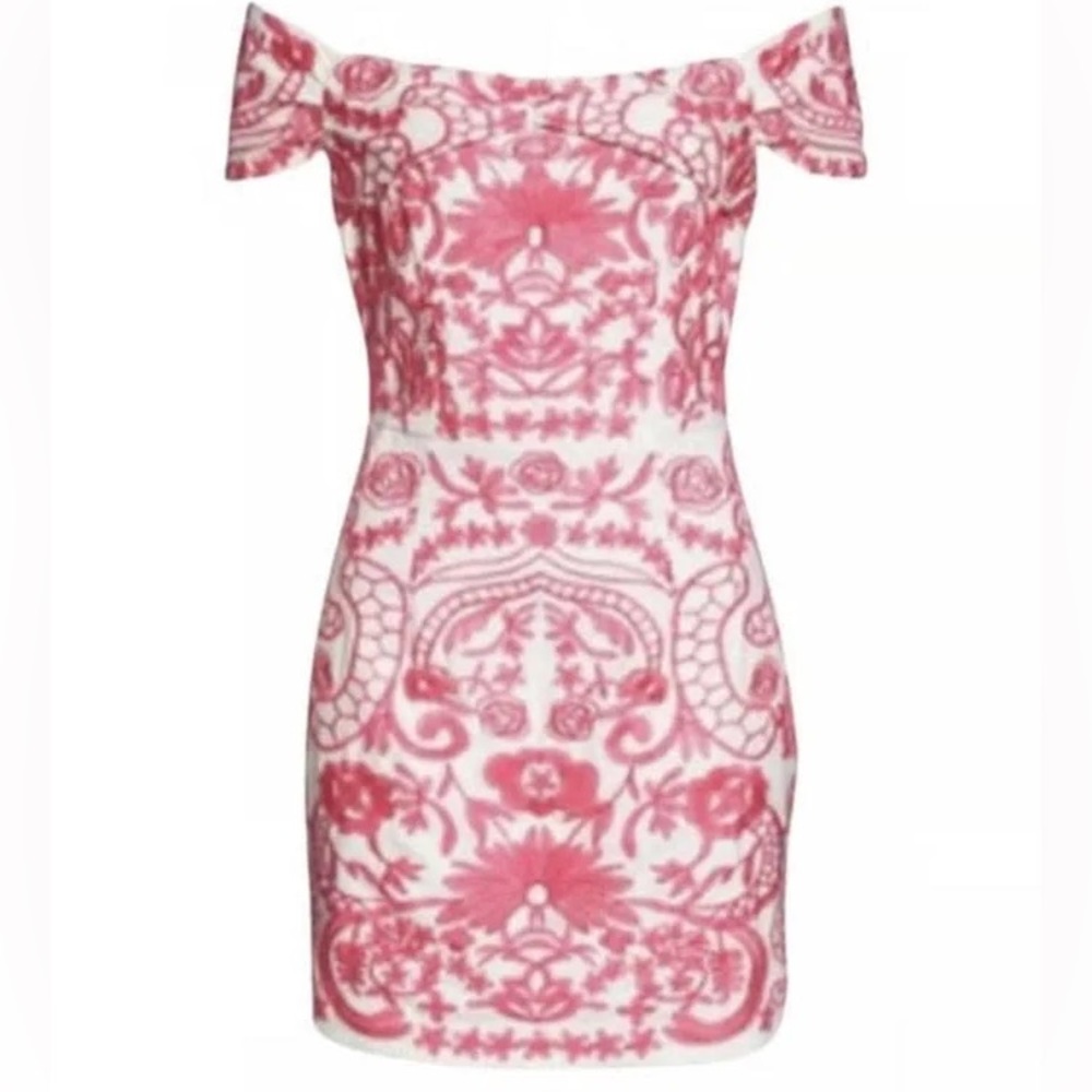 Foxiedox White and Pink Patterned Dress